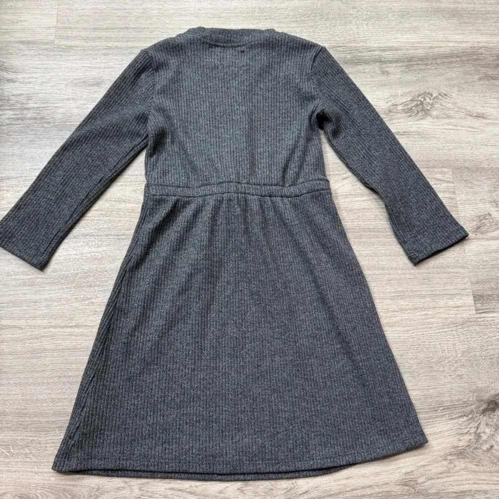 Old Navy Girls Gray Ribbed Knit Long Sleeve Casual‎ Dress - Size S (6-7)